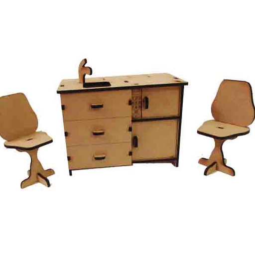 [MBU-097] Isla cocina con 2 taburetes