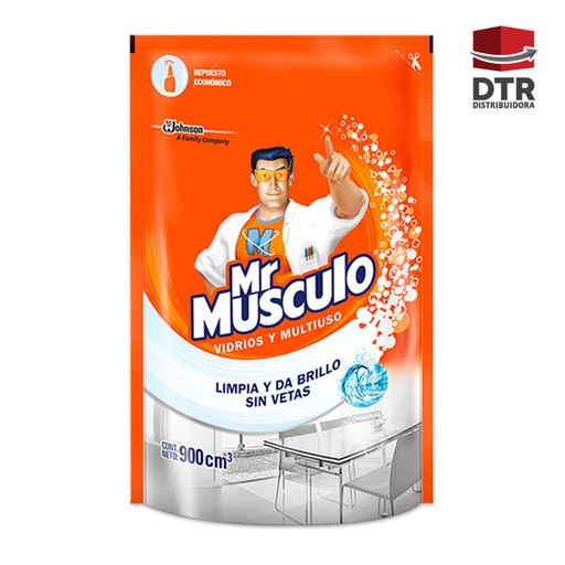 [MRM-002] Limpiador Vidrios y multiuso "Limpia y da brillo sin vetas" - Marca: Mr. Musculo - Cont. neto: 900 cm3 - Presentación: DOYPACK