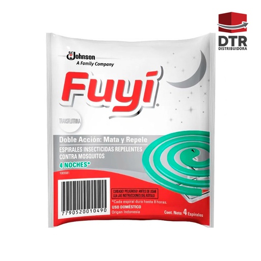 [EIM-001] Espirales insecticidas repelentes contra mosquitos "4 Noches" - Marca: FUYI - Cont. neto: 4 Espirales - Presentación: FLOWPACK