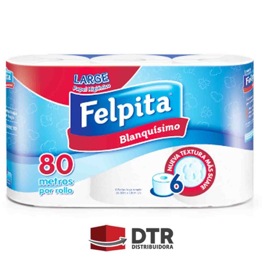 [PHF-001] Papel higiénico felpita 6 Rollo de 80 mts cada uno